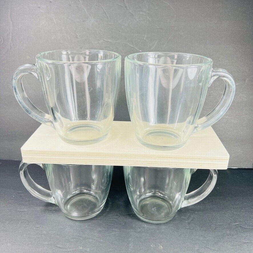 Primary image for Libby Coffee Tea Mugs 14 Oz Clear Glass Cups Set Of 4