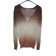J Crew Women’s 100% Linen V-Neck Sweater Brown Ombré Large Lightweight T... - $11.48
