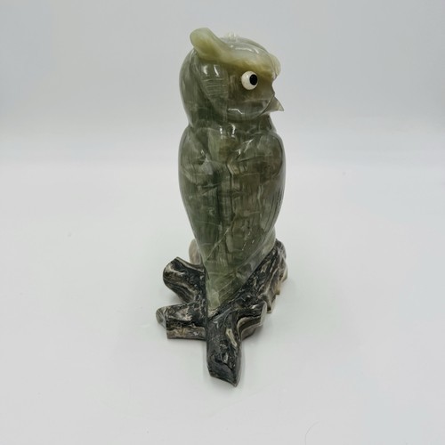Alabaster Owl Sculpture Figurine Bird 8in Italy Marble Large Vintage Hand Carved Item image 14