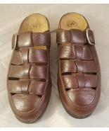 Ariat Brown Leather Horseshoe Buckle Slides Clogs Mules 96825 Women&#39;s Si... - $40.60 CAD