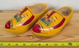 Pair Vintage Wood Clogs Dutch Hand Painted Holland Decor hk - £19.92 GBP