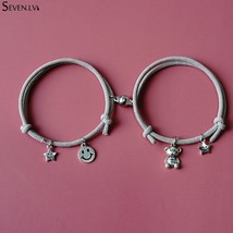 2pcs / set astronaut Charm Jewelry magnet attract couples Bracelet adjustable ro - £9.18 GBP