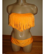 NEW RAISINS JRS 2 PC SWIMSUIT BANDEAU W/ FRINGE/RUCHED KAIYA PANT ORANGE... - $47.35 CAD
