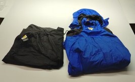Bass Pro Shops Xl Jacket + XXL Pants Set Hooded Rain Suit  Blue &amp; Black - £70.75 GBP