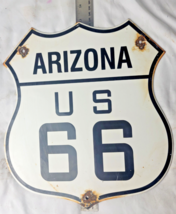 Vintage Us Route 66 Arizona Az Porcelain Metal Highway Sign Gas Oil Road Shield - £87.03 GBP