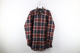 Vintage Orvis Mens Medium Distressed Rainbow Plaid Heavyweight Button Down Shirt - £33.96 GBP