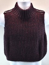 L) Jennifer Lopez Woman Pullover Ribbed Sweater Vest Large Black Red - $19.79