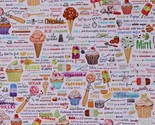 Cotton Sweets Treats Desserts Baking Words Fabric Print by the Yard D771.61 - £11.18 GBP