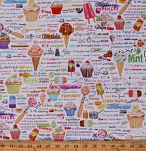 Cotton Sweets Treats Desserts Baking Words Fabric Print by the Yard D771.61 - £11.18 GBP