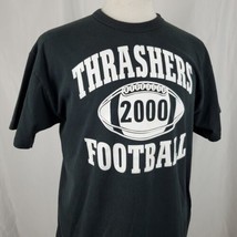 Vintage Russell Athletics Thrashers Football T-Shirt Large Black Double Sided - $17.99