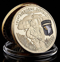 2023 USA Challenge Coin Military 101st  Army Airborne Division Gold Collectible - £11.66 GBP