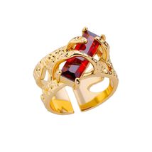 Fashion Cz Rings For Women Wedding 18K Gold Plated Red Crystal Square Cut Cubic  - £21.12 GBP