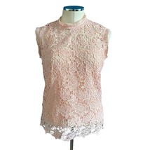 Nanette Nanette Lepore Blush Pink Lace High Neck Sleeveless Blouse Size Medium - £18.32 GBP