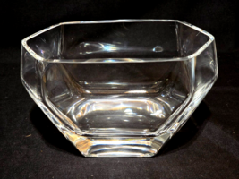 Vintage Unmarked Crystal Hexagon Bowl Candy Nut Dish Display Piece 7&quot; x 5&quot; - $23.94