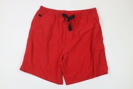 Vintage 90s Streetwear Mens 2XL XXL Above Knee Belted Nylon Shorts Baggies Red - £35.01 GBP