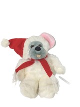 Laramie Interests Christmas Mouse Santa Hat Red Bow Plush Stuffed Animal 9.5&quot; - £16.42 GBP