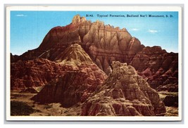 Rock Formation Badlands National Park South Dakota SD UNP Linen Postcard S25 - £2.34 GBP