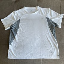 Champion Men&#39;s XL DuoDry Athletic Running Shirt White w/ Gray Sides Short Sleeve - £10.23 GBP