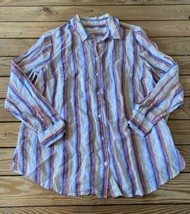 Charter Club Women’s Linen Stripe Button up shirt Size 1X Multicolor S9x1 - $13.76