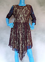 Bar III Front Row Purple Lace Party Dress L 14 16 Cocktail Metallic Fit ... - $9.89