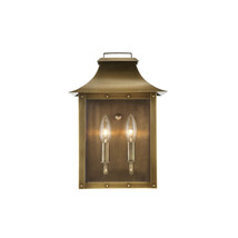 HomeRoots 13.5 x 9.25 x 9.25 in. Manchester 2-Light Aged Brass Pocket Wa... - $7,040.81 MXN