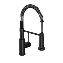 Cartway Single-Handle Spring Pull-Down Sprayer Kitchen Faucet in Matte Black - £49.85 GBP