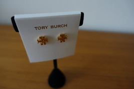 TORY BURCH T-LOGO STUD EARRINGS GOLD TONE. NEW     - $45.99