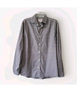 Hickey Freeman Button Shirt Mens Medium Blue White Check 100% Cotton - $19.99