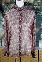 Zara Blouse Size M Floral Sheer Button Up Long Sleeve Metallic - £9.29 GBP