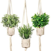 Artificial Plants 3 Pack Mini Fake Hanging With Macrame Plant Hangers De... - £28.32 GBP