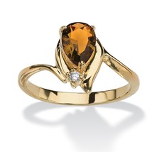 Womens 18K Gold Plated Pear Shaped Citrine Ring Size 5,6,7,8,9,10 - £63.95 GBP