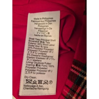 VTG J. Crew Kate, Sz. 10 Red Plaid Wool Blend Straight leg Pants 32" Inseam Item image 5
