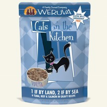 Cats in the Kitchen 1 if By Land, 2 if by Sea Tuna, Beef &amp; Salmon in Gravy 3oz. - £28.34 GBP