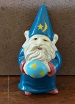 Vintage 1990s Clay Art Wizard Gnome Crystal Ball Magnet 4&#39;&#39; - £10.99 GBP