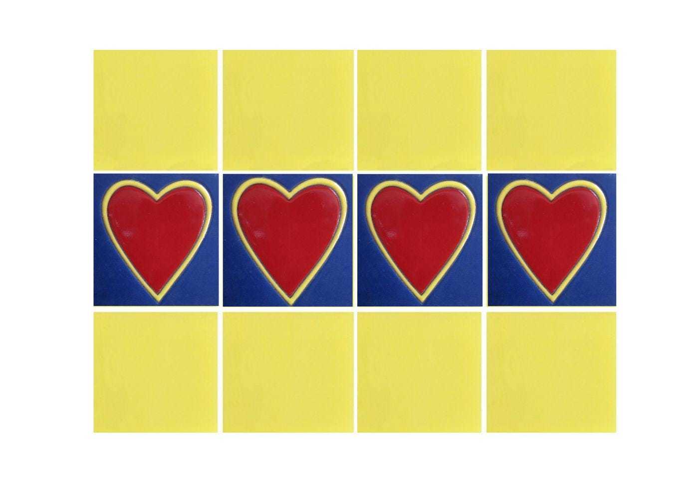 Ceramic High Relief Malibu Tiles Handcrafted  - Corazon -  (you select t... - $189.00