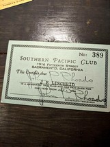 1960s Southern Pacific Club Of Sacramento Membership Card Vintage Ephemera - £11.53 GBP