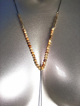 Urban Anthropologie Natural Brown Agate Stones Gold Beads Long Drop Necklace - £12.86 GBP