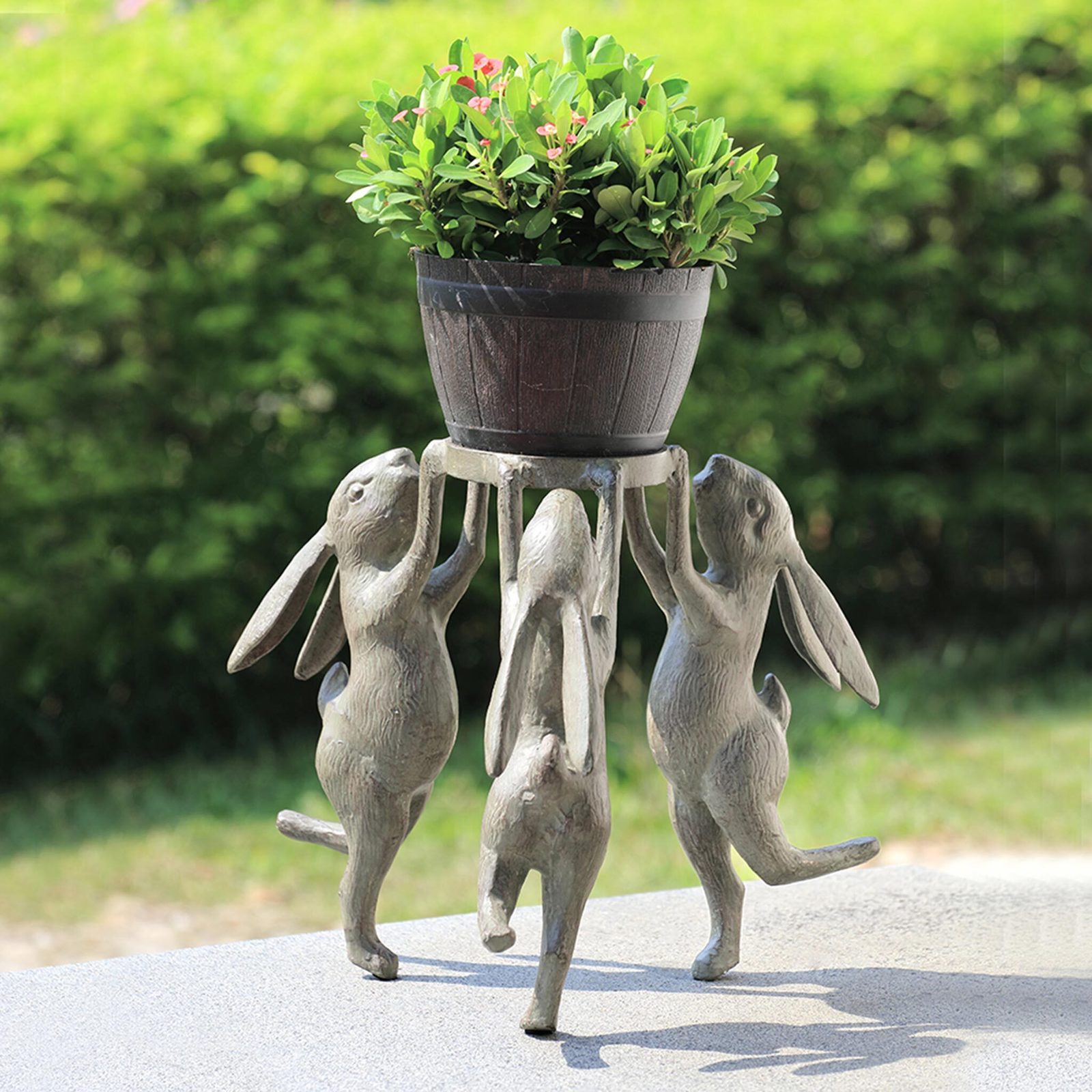 SPI Home Cast Aluminum Rabbit Triplets Planter Holder 14.5 Inches High - $228.69