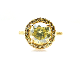 Big Fine 3.12ct Natural Fancy Yellow Round Diamond Engagement Ring GIA 18K Gold - £11,857.95 GBP