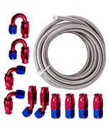 8AN 20FT Gas Oil Line Hose Kit PTFE Stainless Steel Braided Fitting Hose... - $171.55