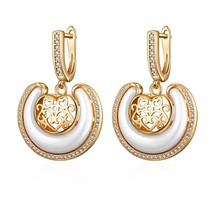 MAIKALE Classic Round Ceramic Drop Earrings Jewelry Earrings Plated Gold... - $18.37