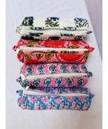 Quilted Pencil Pouch Small Cotton Travel Pouch, Mini toiletry Makeup Pouch - $17.35 CAD