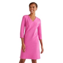 NWT BODEN Dress Women&#39;s Size 4 Pink Shift 3/4 Sleeves V-Neck Bronte Ottoman - £42.88 GBP