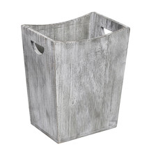 9.8 Inch Wood Wastebasket Bin Trash Can With Handle Rustic Style For Bathroom - £34.36 GBP