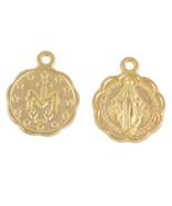 100pcs of Gold Plated Religious Rosary Charm Miraculous Medal - $24.20
