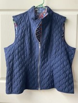 Alfred Dunner Womens XLG Reversible Quilted Blue Aztec Print Vest - £11.54 GBP