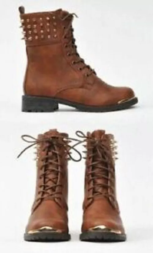 New Designer Aggressive Studded Italian Brown Leather Boots, Men spiked ... - $179.99