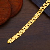 Man Men&#39;s Exclusive Gold Hollow Bracelet 22k Yellow Gold Light weight Bracelet17 - £1,850.75 GBP+