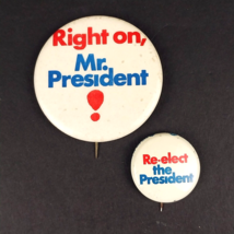 Two Vintage 1972 Richard Nixon Presidential Campaign Metal Pinback Button Pins - £8.62 GBP