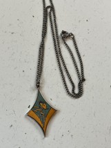 Vintage Silvertone Chain w R West Signed Blue Enamel w Silver Butterfly Pendant - £14.53 GBP